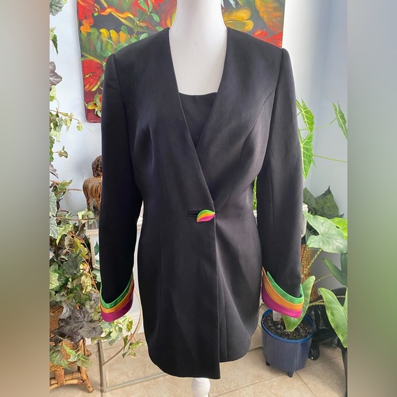 ML Studio Vintage Blazer Art to Wear 80’s 90s Retrocore Dark Acadamia - Picture 2 of 8
